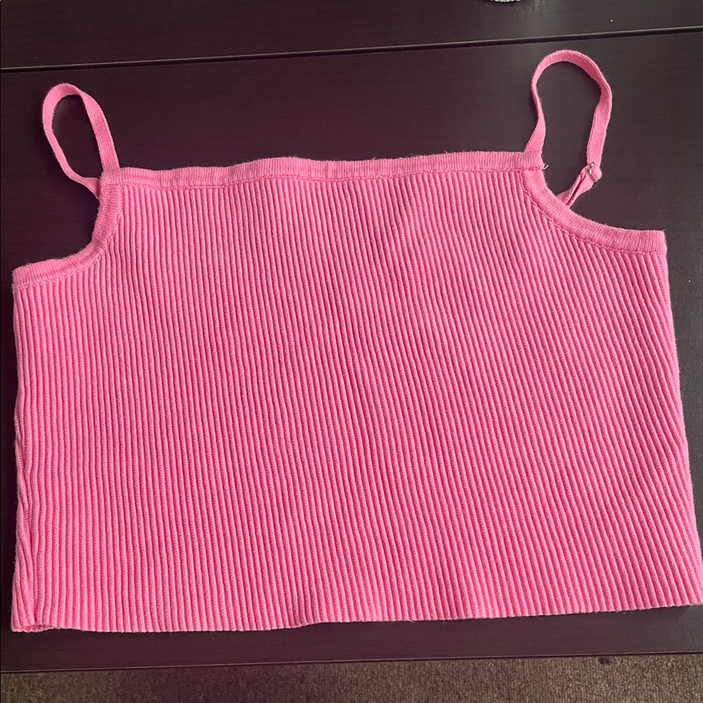 Pink Ribbed Tank Top
